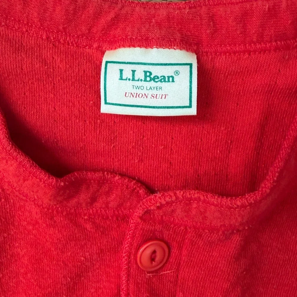 VTG-L.L. Bean wool blend union suit long John red Made in USA 🇺🇸 Sz L